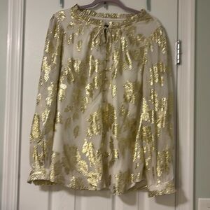 Talbots XL gold floral blouse new with tags